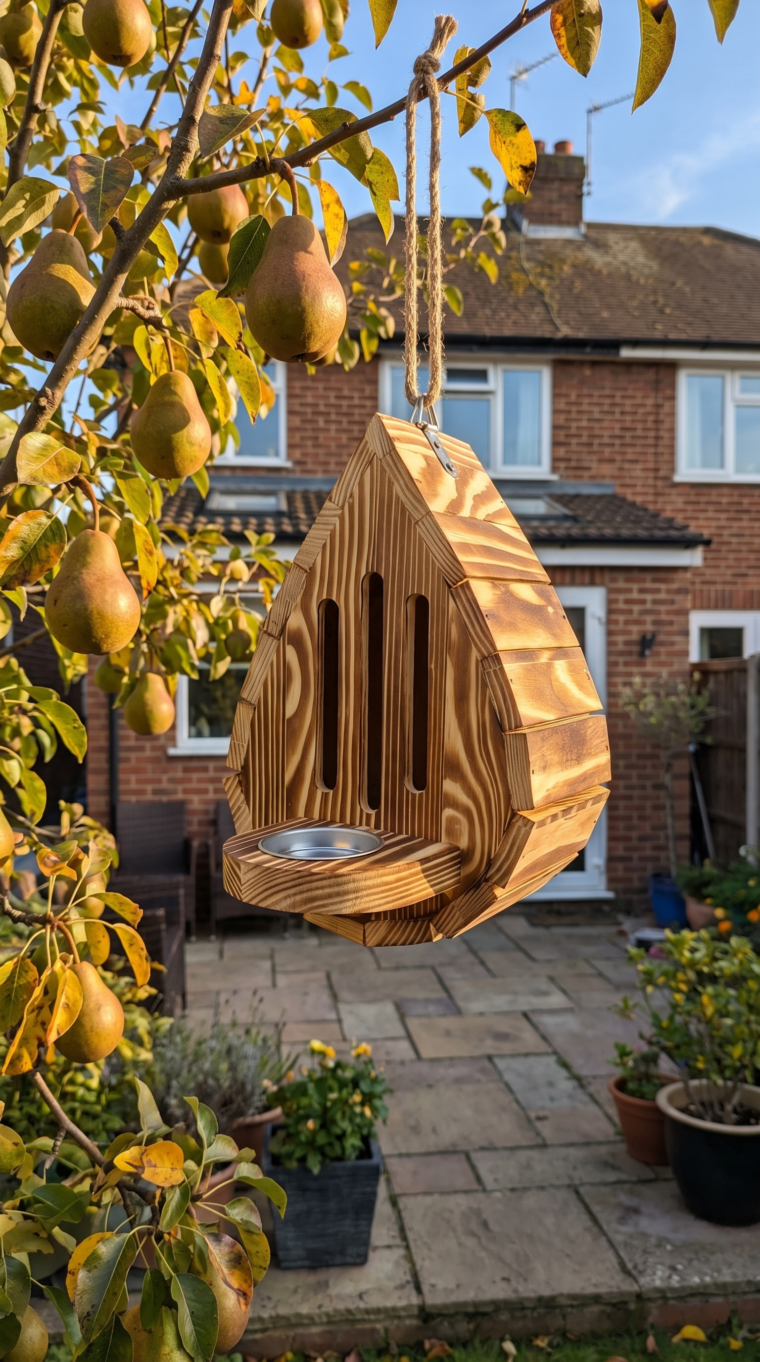 Butterfly house in a pear tree