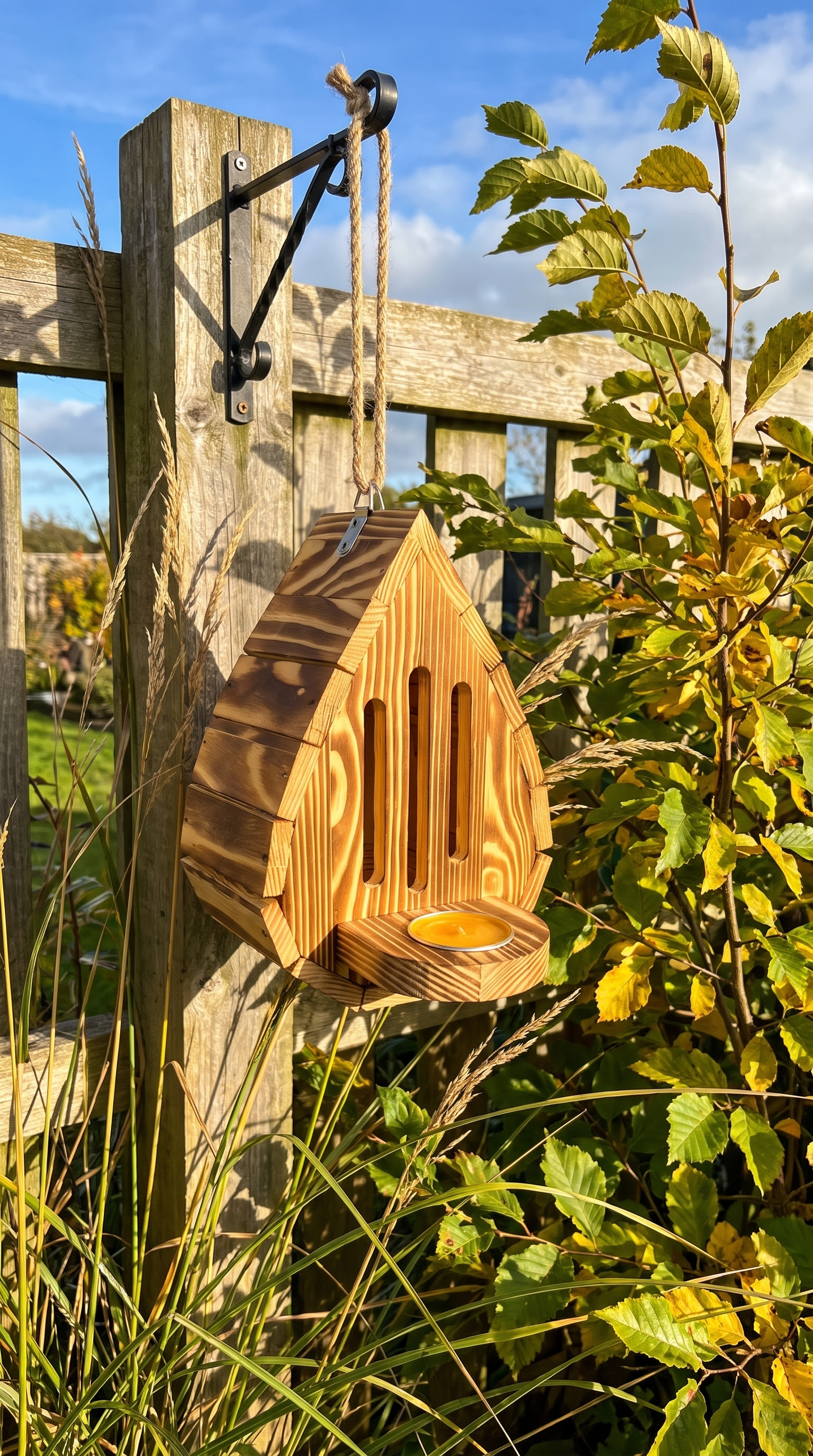 Butterfly house on a fence post bracket