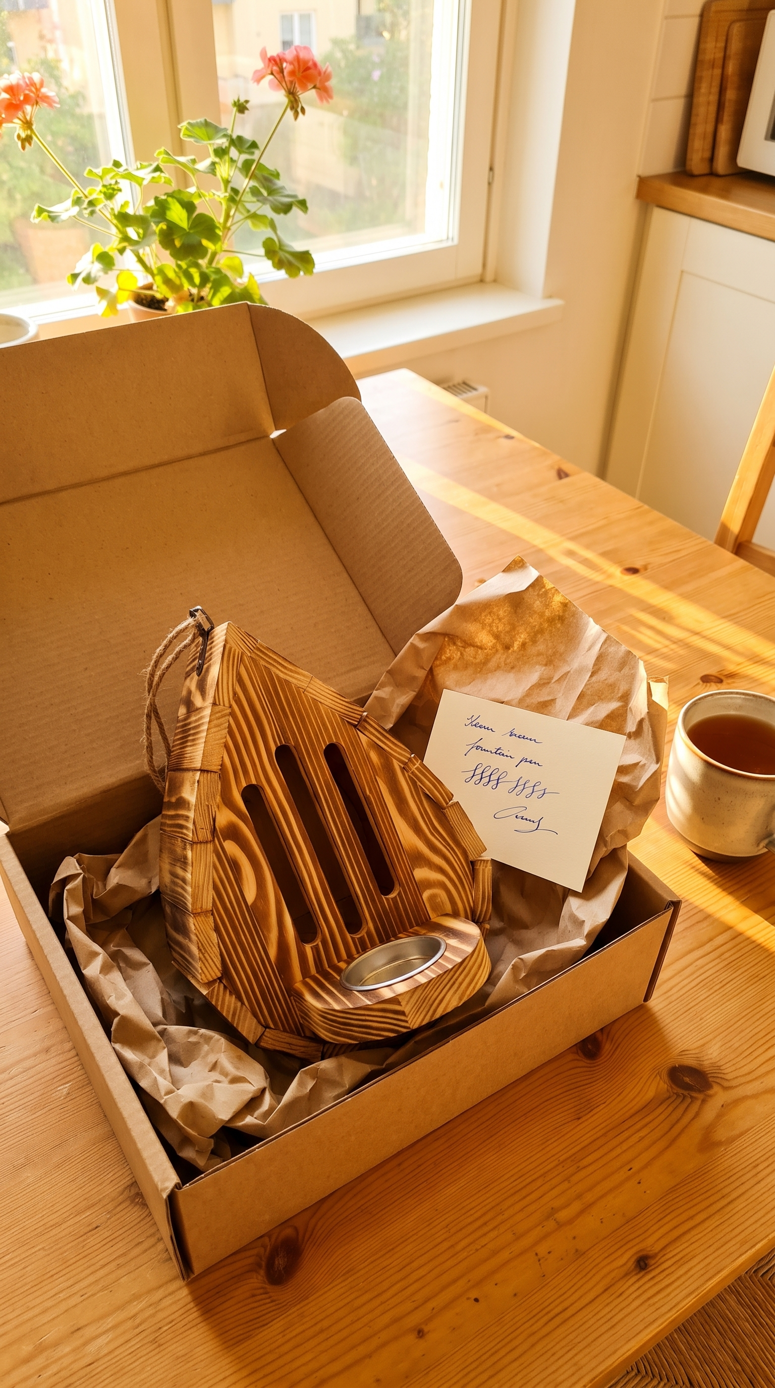 Unboxing with a handwritten note