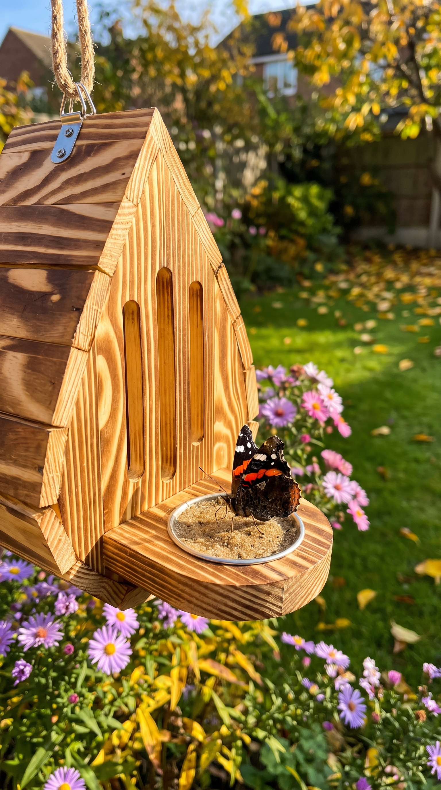 Red Admiral on the sand dish